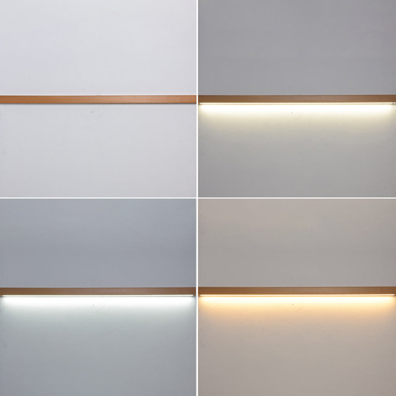 Linear Shape Wood Wall Light Modern Style 1-Light Wall Mount Lighting in Brown