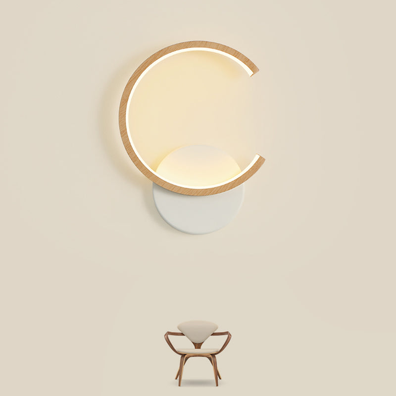 Modern Simple Wall Light Circle Shape Wood Grain Wall Lamp for Living Room