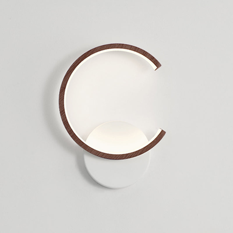 Modern Simple Wall Light Circle Shape Wood Grain Wall Lamp for Living Room