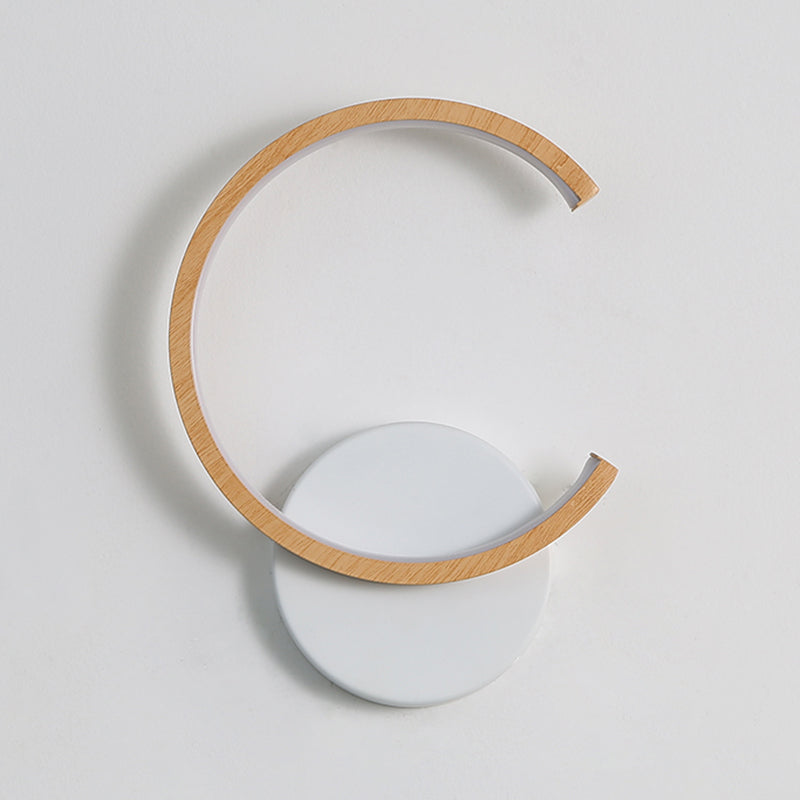 Modern Simple Wall Light Circle Shape Wood Grain Wall Lamp for Living Room
