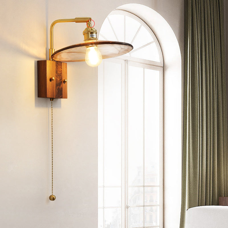 Japanese Style Wooden Wall Light Geometry Shape Wall Lamp for Living Room