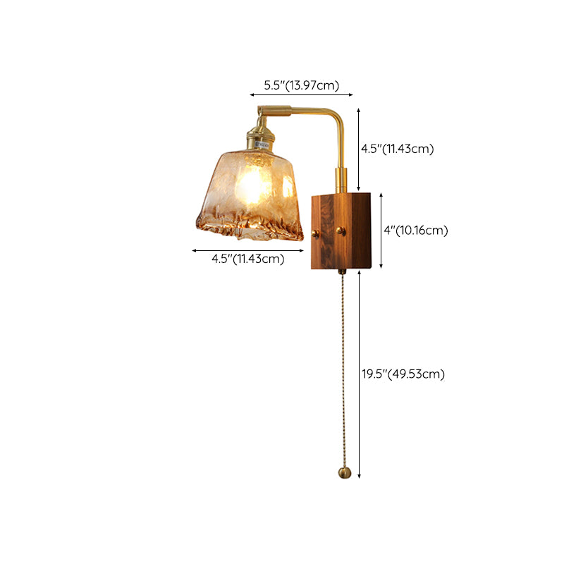 Japanese Style Wooden Wall Light Geometry Shape Wall Lamp for Living Room