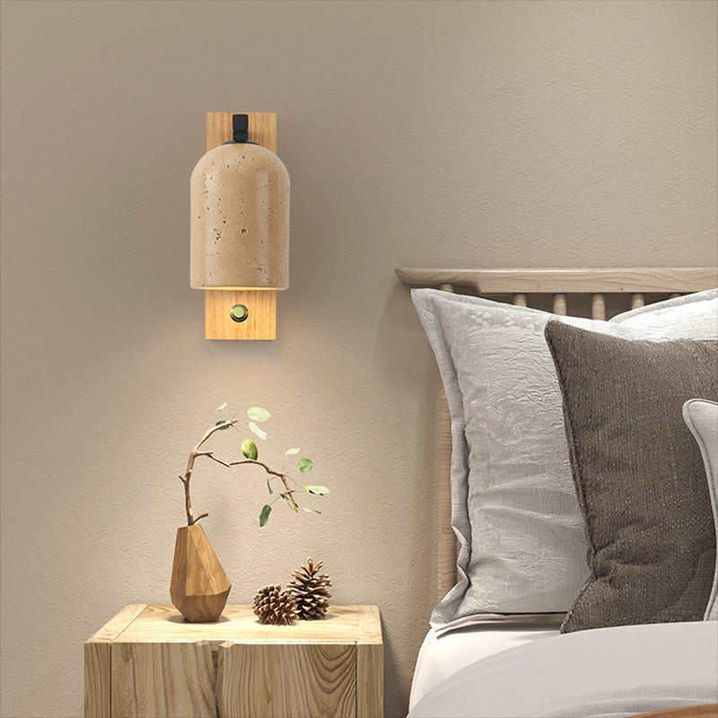 Modern Simple Wooden Wall Light Cylinder Shape Wall Lamp for Living Room