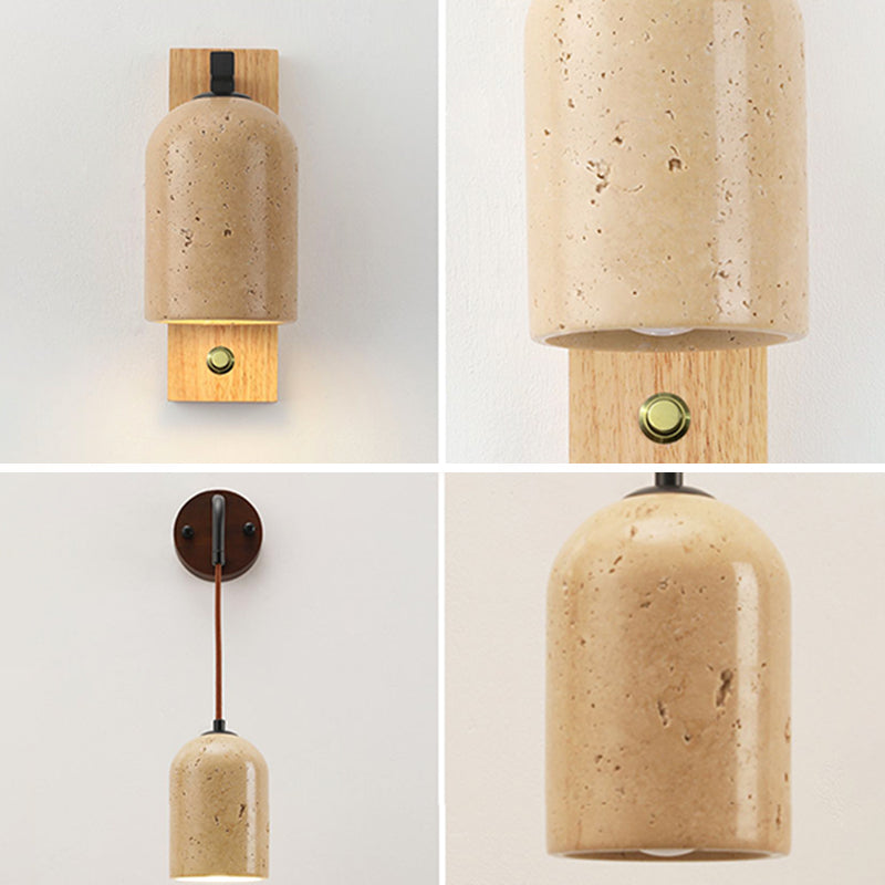 Modern Simple Wooden Wall Light Cylinder Shape Wall Lamp for Living Room