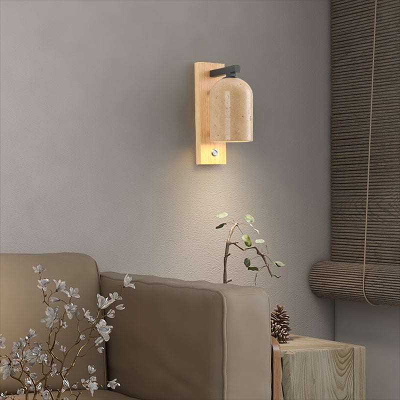 Modern Simple Wooden Wall Light Cylinder Shape Wall Lamp for Living Room