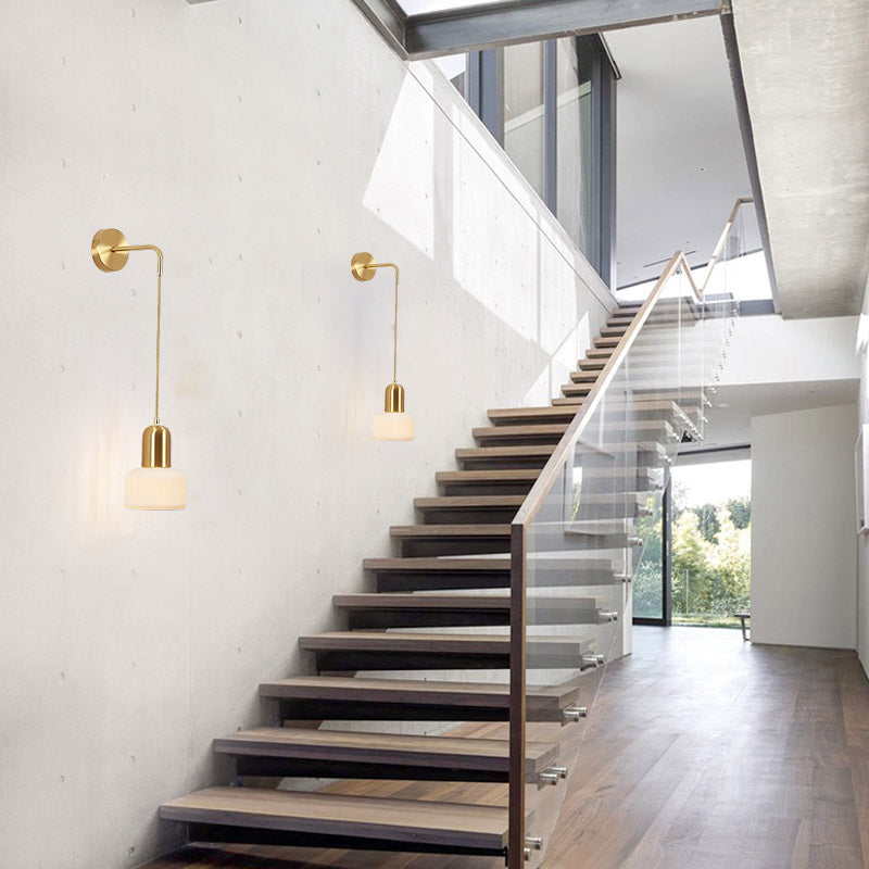 Nordic Style Wall Light Cylinder Shape Wall Lamp with Ceramics Shade for Bedroom