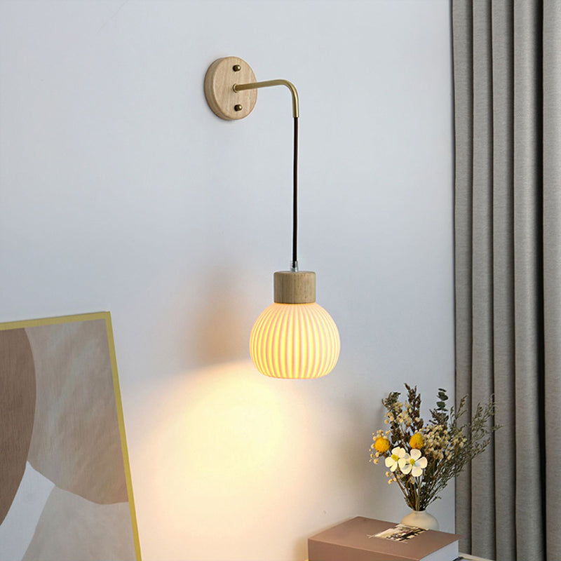 Modern Simple Wall Light Geometry Shape Wall Lamp with Ceramics Shade for Living Room