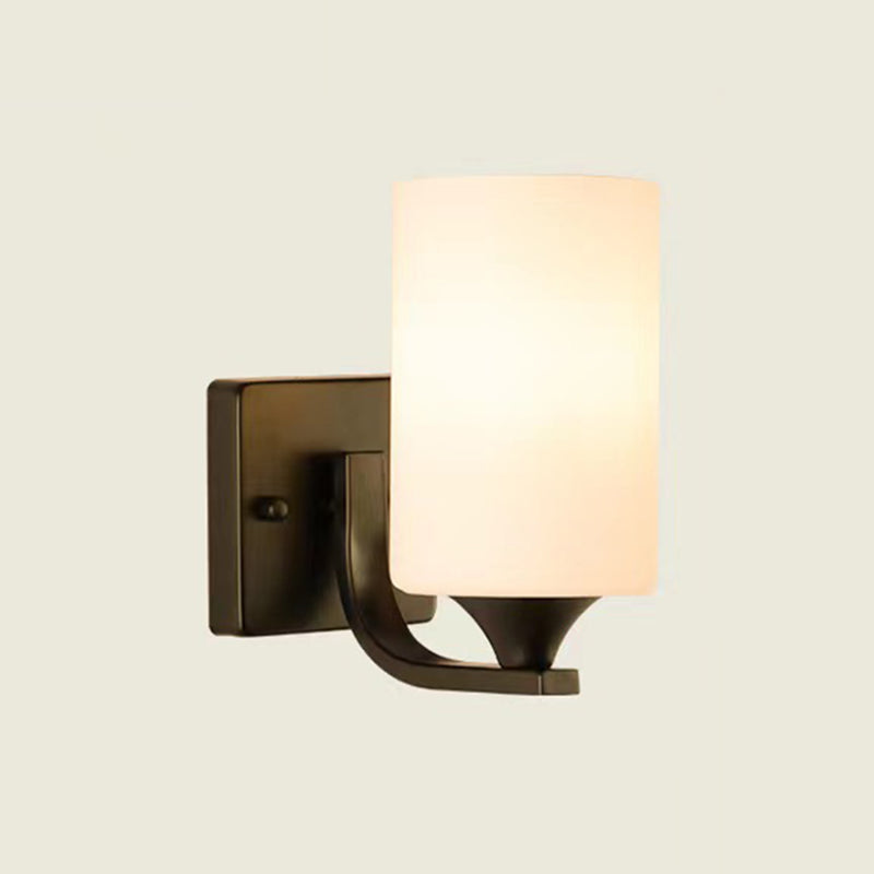 Modernism 1/2-Light Bathroom Vanity Light Glass Shaded Bath Bar in Black