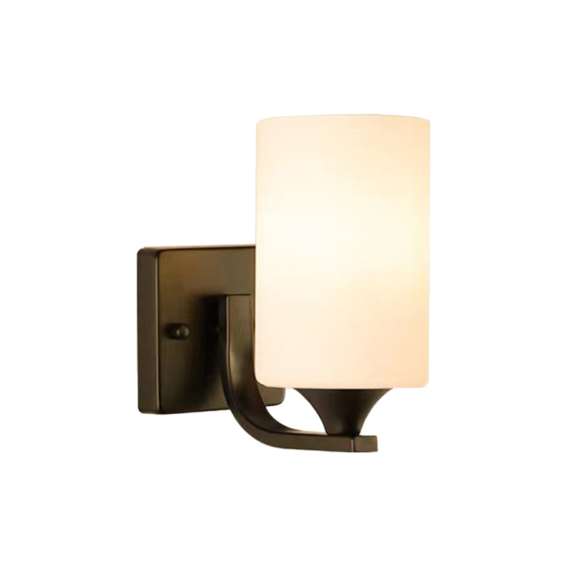 Modernism 1/2-Light Bathroom Vanity Light Glass Shaded Bath Bar in Black