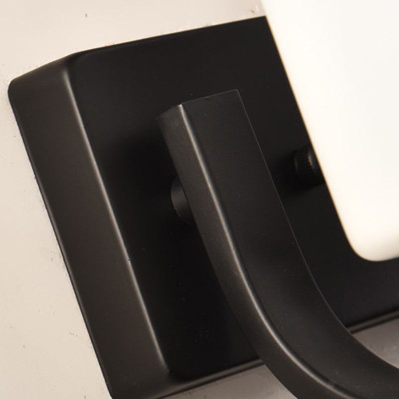 Modernism 1/2-Light Bathroom Vanity Light Glass Shaded Bath Bar in Black