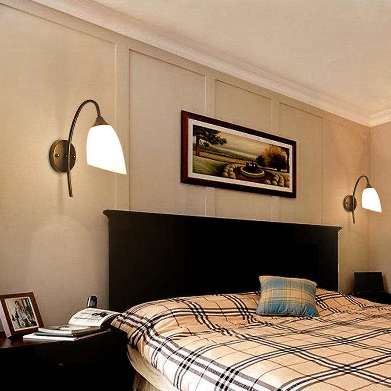 Contemporary Golden/Black Vanity Light Glass 1 Light Wall Light Sconces