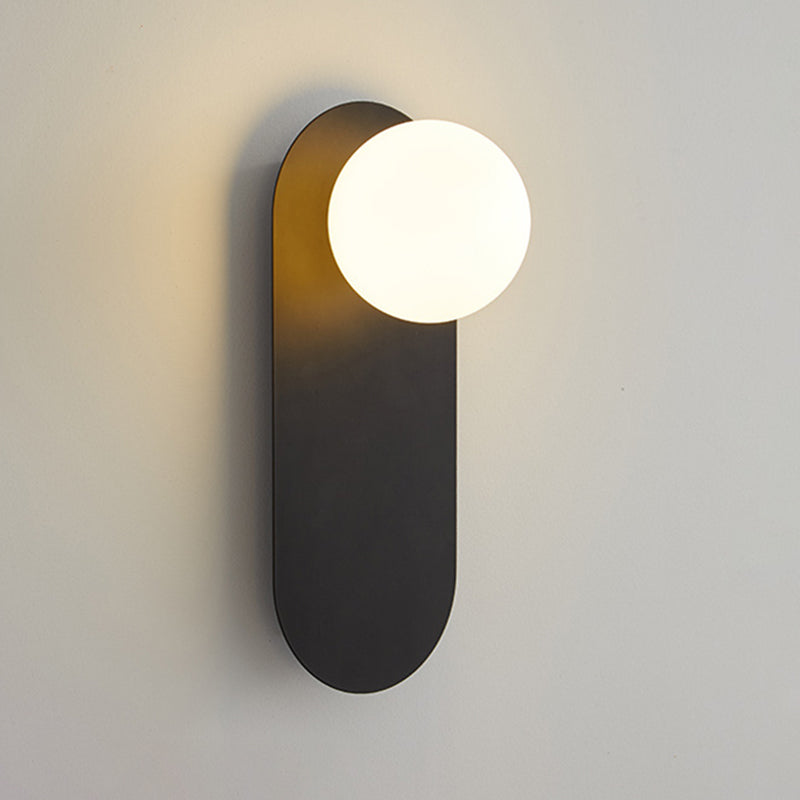 Contemporary Globe White/Black Vanity Light Glass 1 Light Bath Bar