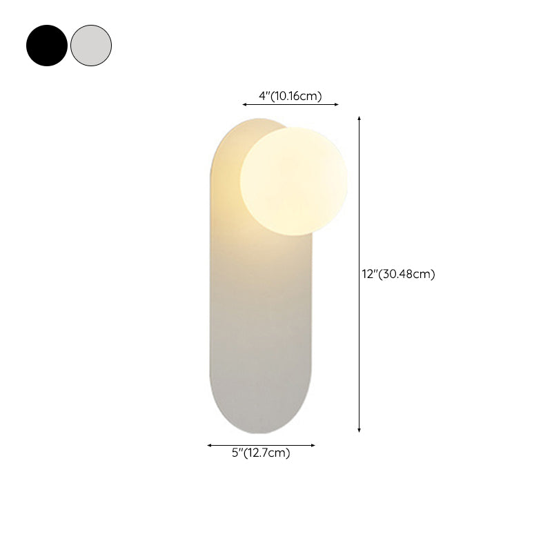 Contemporary Globe White/Black Vanity Light Glass 1 Light Bath Bar