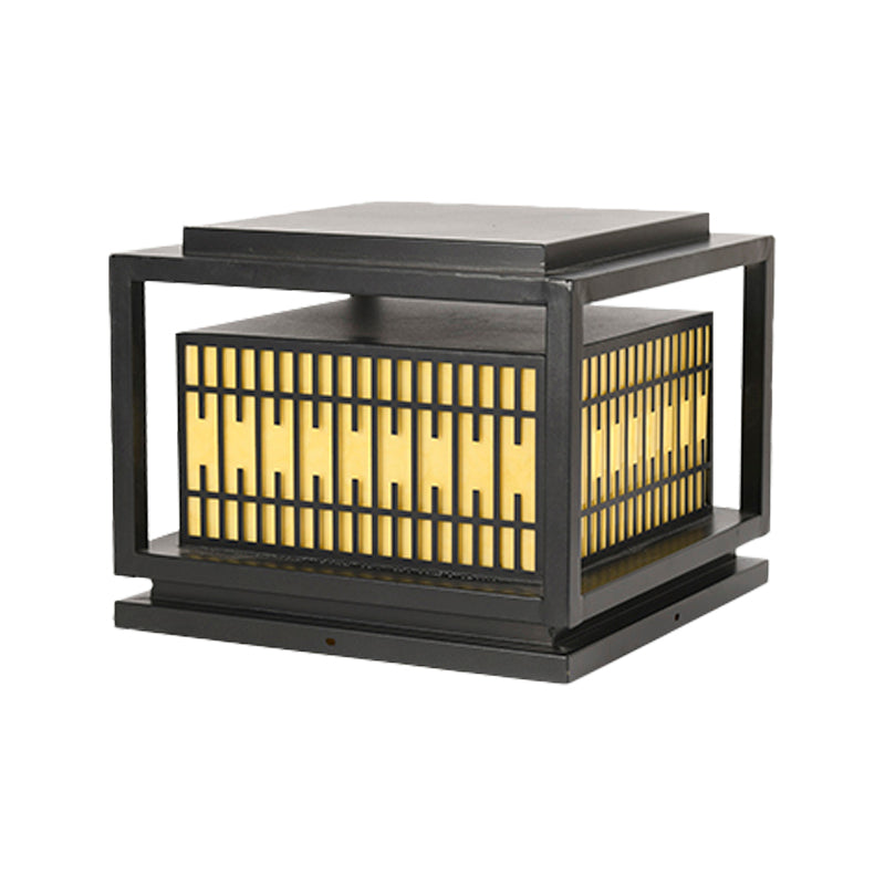 Square Shape Pillar Lamp Contemporary Outdoor Waterproof Light for Courtyard