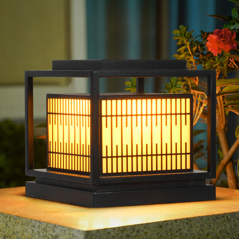 Square Shape Pillar Lamp Contemporary Outdoor Waterproof Light for Courtyard