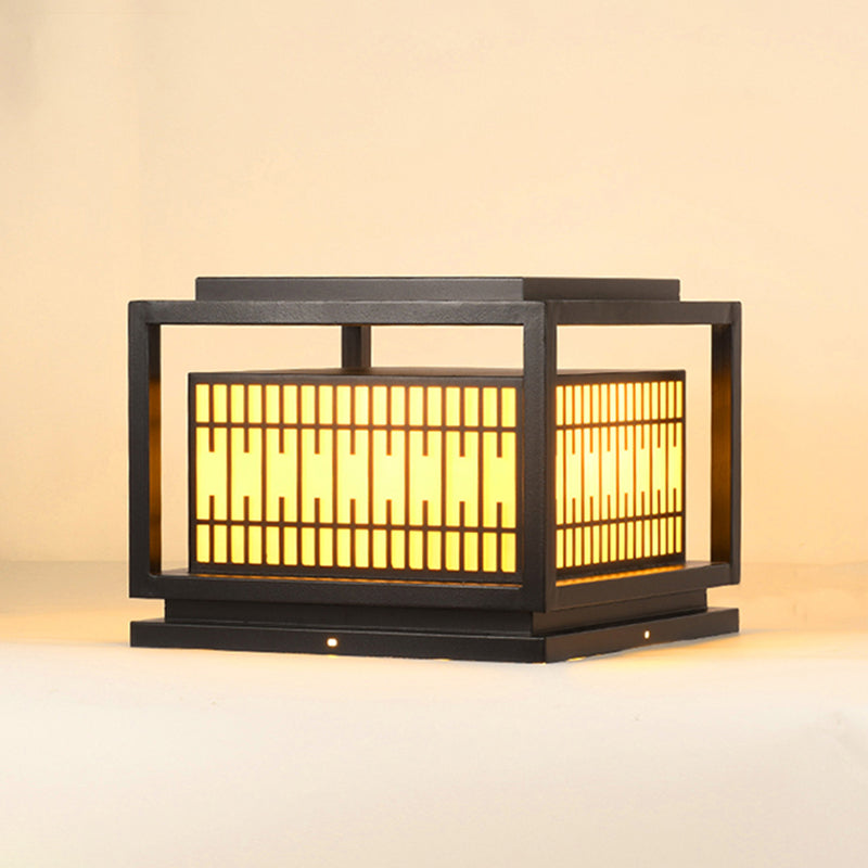 Square Shape Pillar Lamp Contemporary Outdoor Waterproof Light for Courtyard