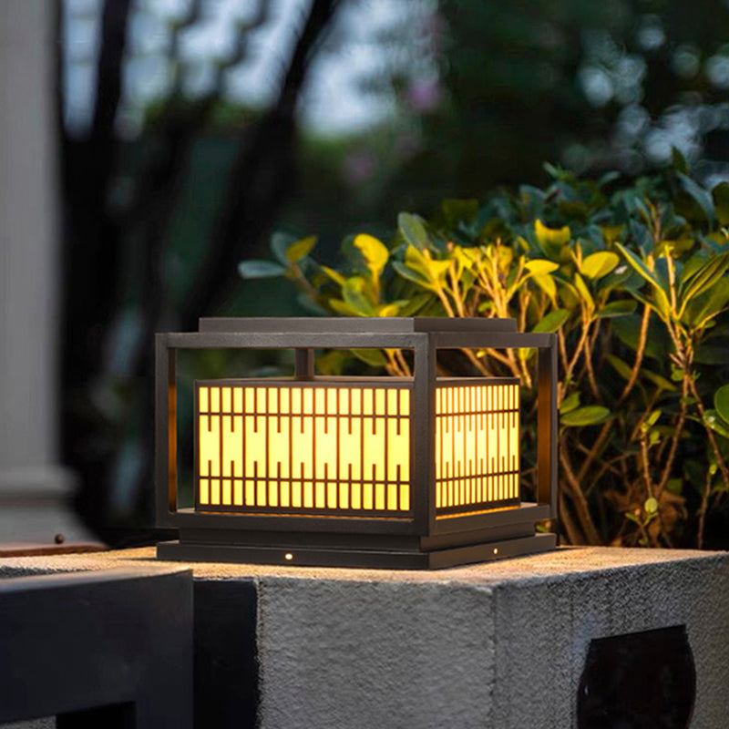 Square Shape Pillar Lamp Contemporary Outdoor Waterproof Light for Courtyard