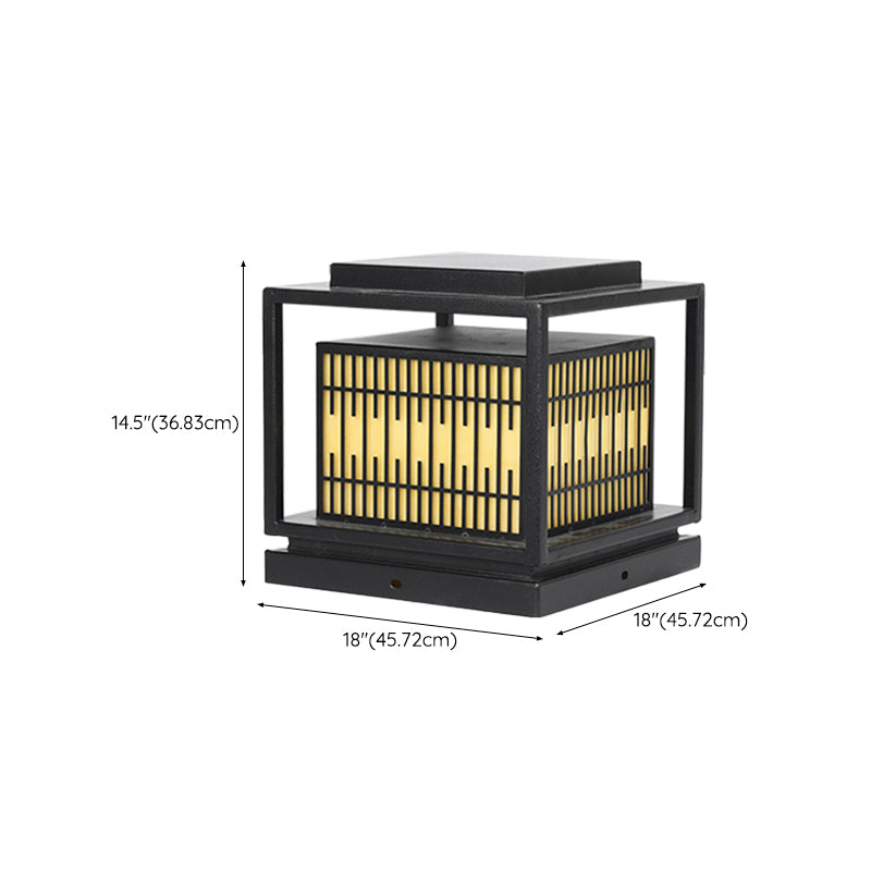 Square Shape Pillar Lamp Contemporary Outdoor Waterproof Light for Courtyard