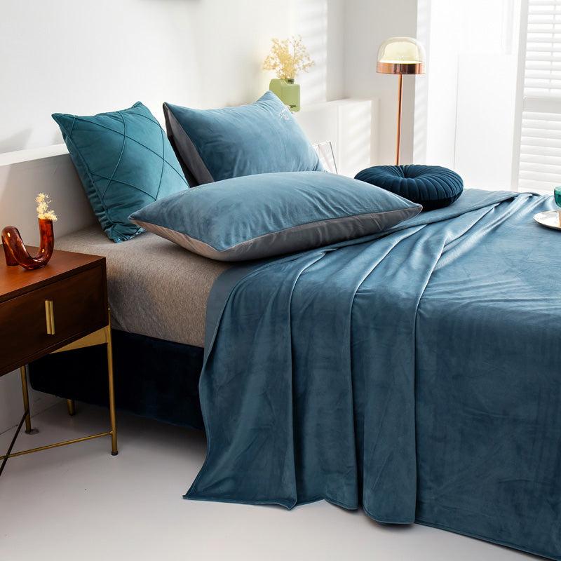Modern Bed Sheet Set Winter Solid Color Fitted Sheet for Bedroom