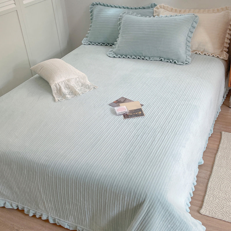 Ultra Soft Bed Sheet Set Solid Flannel Fitted Sheet for Bedroom