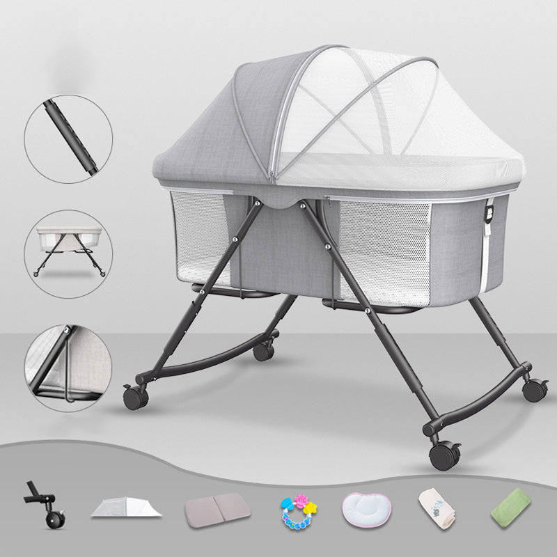 Modern Plastic Color Matching Oval Nursery Crib with Casters