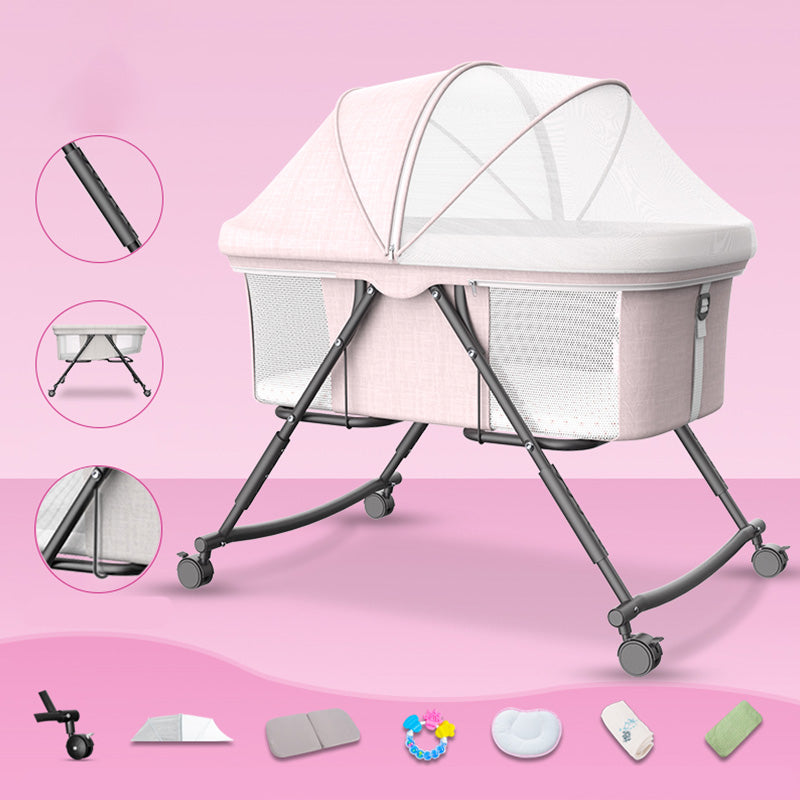 Modern Plastic Color Matching Oval Nursery Crib with Casters