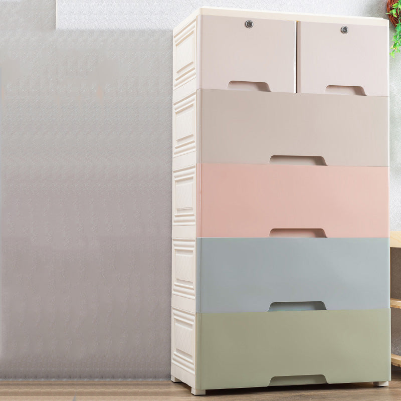 Plastic Vertical Contemporary Kids Nightstand with 5/6 Drawers for Bedroom