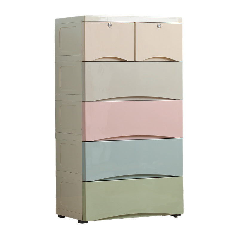 Plastic Vertical Contemporary Kids Nightstand with 5/6 Drawers for Bedroom