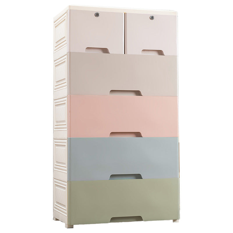 Plastic Vertical Contemporary Kids Nightstand with 5/6 Drawers for Bedroom