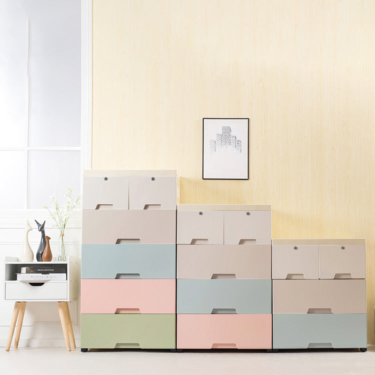 Plastic Vertical Contemporary Kids Nightstand with 5/6 Drawers for Bedroom