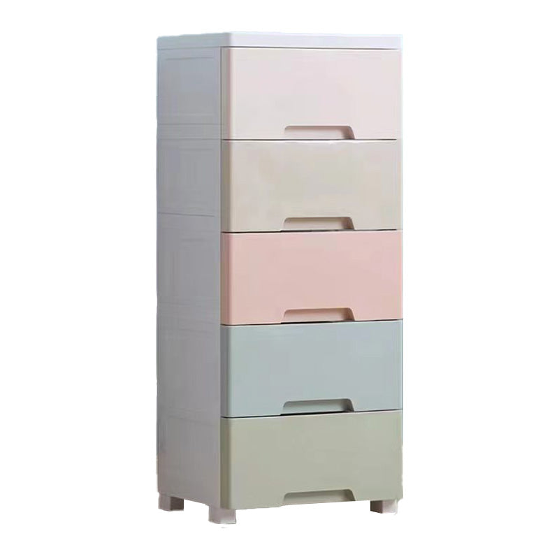 Plastic Vertical Contemporary Kids Nightstand with 5/6 Drawers for Bedroom