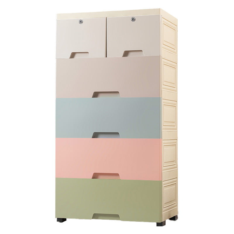 Plastic Vertical Contemporary Kids Nightstand with 5/6 Drawers for Bedroom