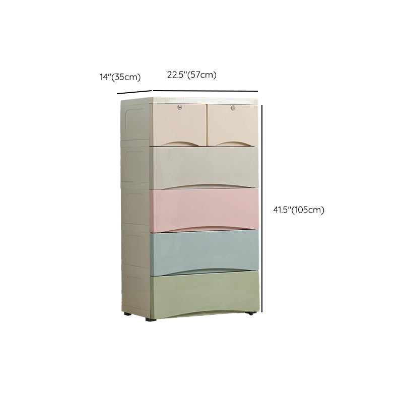 Plastic Vertical Contemporary Kids Nightstand with 5/6 Drawers for Bedroom