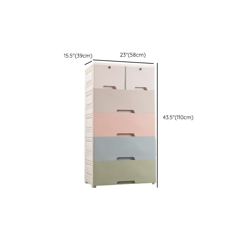 Plastic Vertical Contemporary Kids Nightstand with 5/6 Drawers for Bedroom