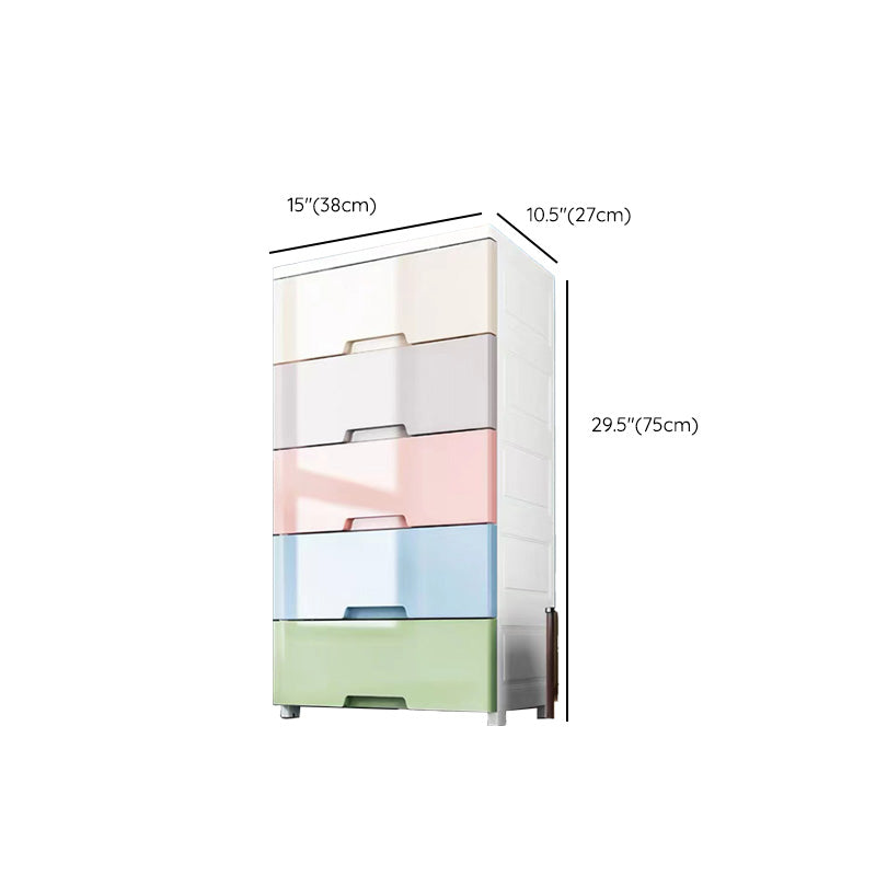 Plastic Vertical Contemporary Kids Nightstand with 5/6 Drawers for Bedroom