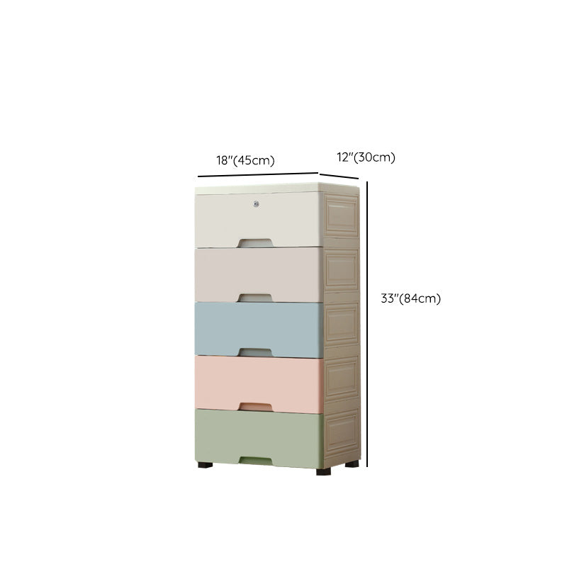 Plastic Vertical Contemporary Kids Nightstand with 5/6 Drawers for Bedroom