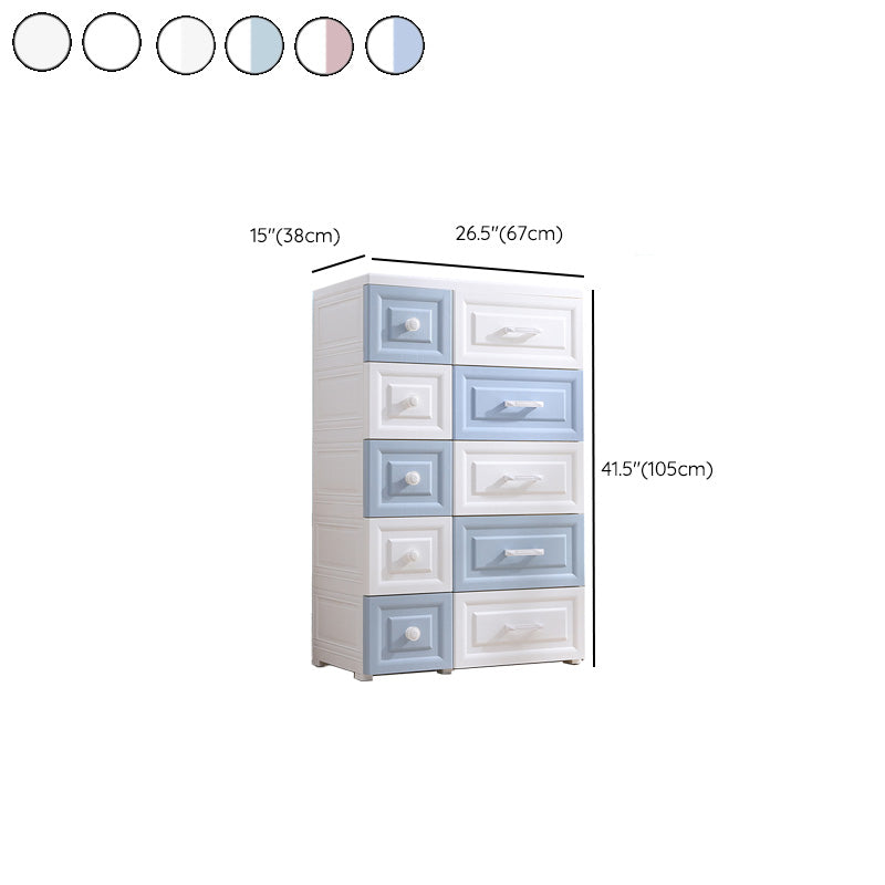 Scandinavian Vertical Plastic Kids Dresser Set with Drawers for Bedroom