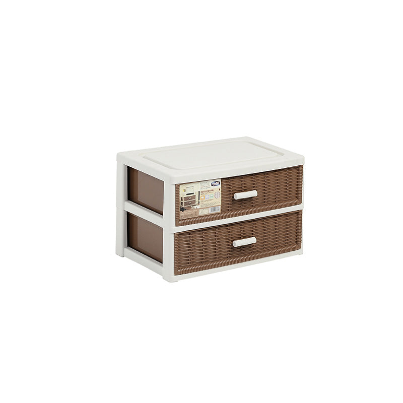 Contemporary Brown Plastic Vertical Kids Nightstand with 2/3/4/5/6 Drawers