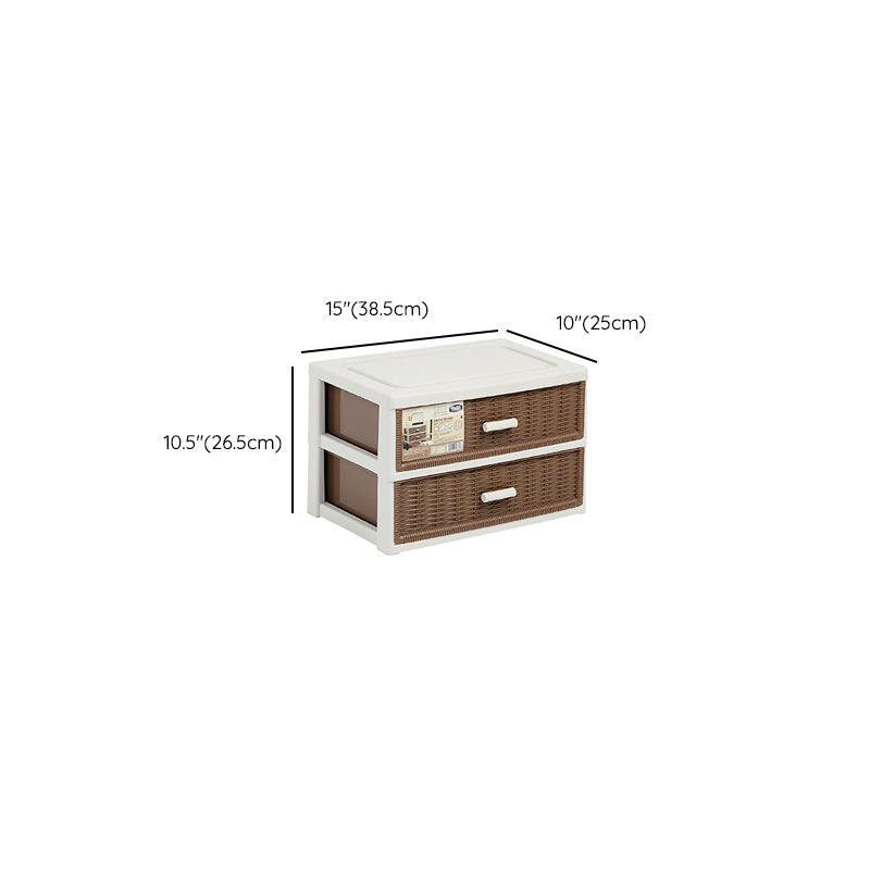 Contemporary Brown Plastic Vertical Kids Nightstand with 2/3/4/5/6 Drawers