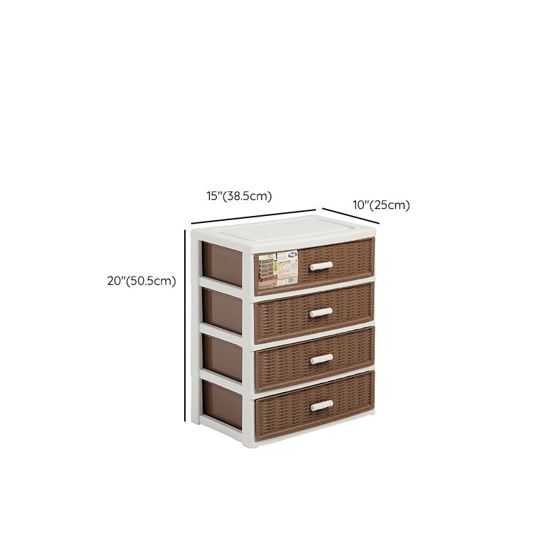 Contemporary Brown Plastic Vertical Kids Nightstand with 2/3/4/5/6 Drawers