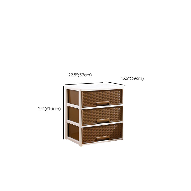 Contemporary Brown Plastic Vertical Kids Nightstand with 2/3/4/5/6 Drawers