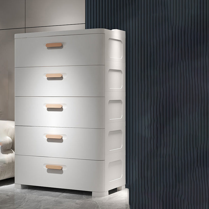 Contemporary Vertical Plastic Kids Nightstand with 5 Drawers for Bedroom