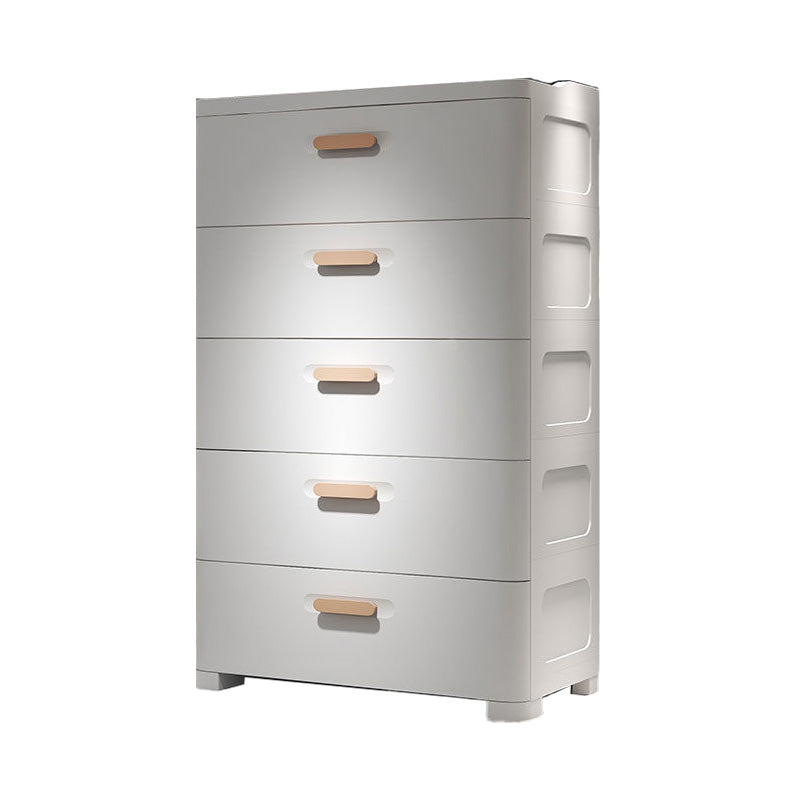 Contemporary Vertical Plastic Kids Nightstand with 5 Drawers for Bedroom