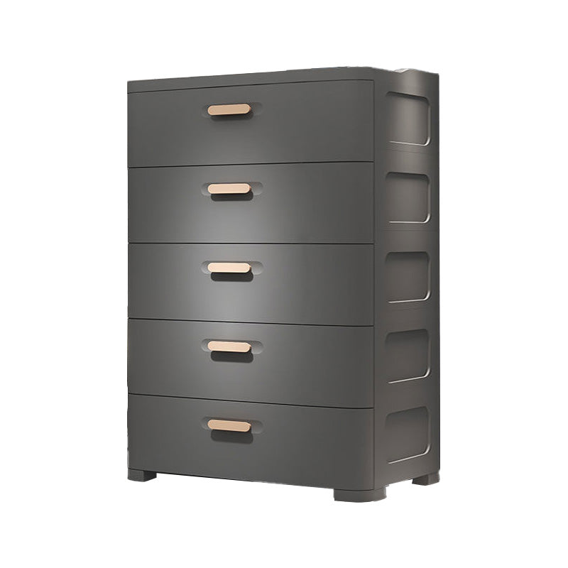 Contemporary Vertical Plastic Kids Nightstand with 5 Drawers for Bedroom