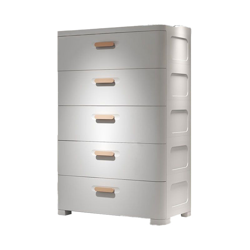 Contemporary Vertical Plastic Kids Nightstand with 5 Drawers for Bedroom