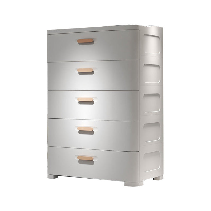 Contemporary Vertical Plastic Kids Nightstand with 5 Drawers for Bedroom