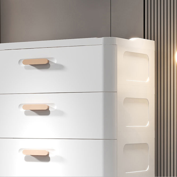 Contemporary Vertical Plastic Kids Nightstand with 5 Drawers for Bedroom