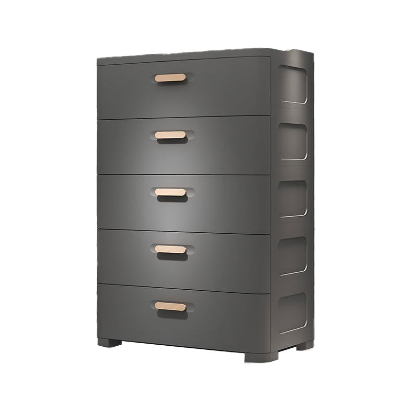 Contemporary Vertical Plastic Kids Nightstand with 5 Drawers for Bedroom