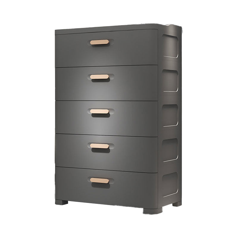 Contemporary Vertical Plastic Kids Nightstand with 5 Drawers for Bedroom