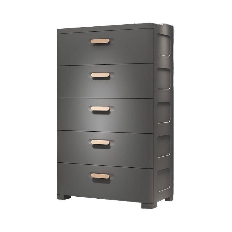 Contemporary Vertical Plastic Kids Nightstand with 5 Drawers for Bedroom